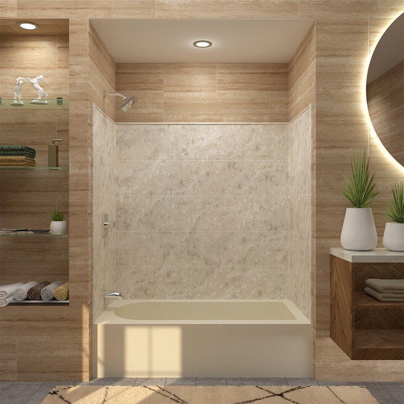 Samson Solid Surface 60" x 60" x 32" Three Panel Shower Wall Kit